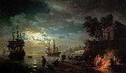 Claude-joseph Vernet Seaport by Moonlight Sweden oil painting reproduction